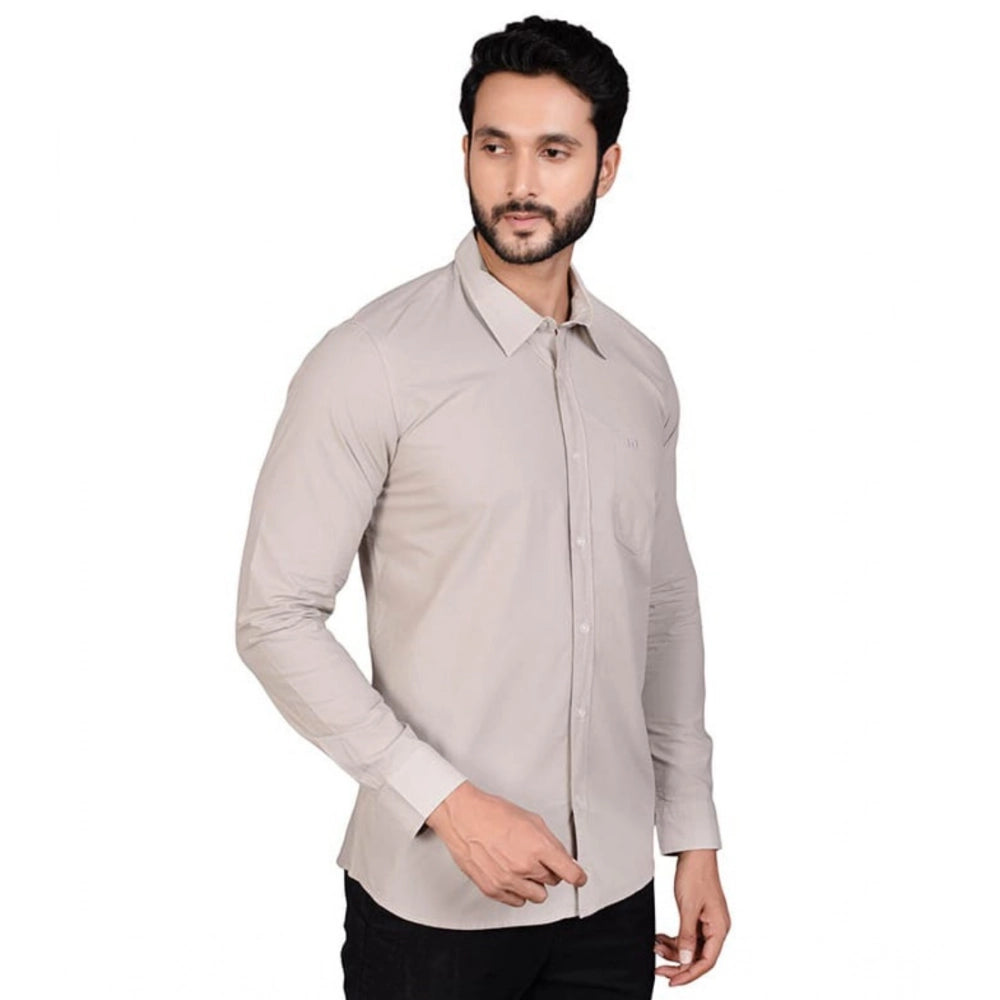 Grey cotton men's casual full sleeve solid shirt, comfortable wear for everyday style