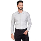 Grey cotton men's casual full sleeve solid shirt on model with mandarin collar