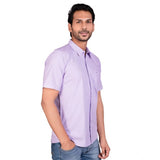 Purple cotton men's casual half-sleeve solid shirt, ideal for relaxed style and everyday wear