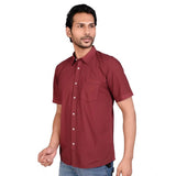 Maroon cotton men's casual half-sleeve solid shirt - ideal for everyday wear