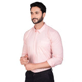 Peach cotton men's casual full sleeve solid shirt, comfortable for everyday wear