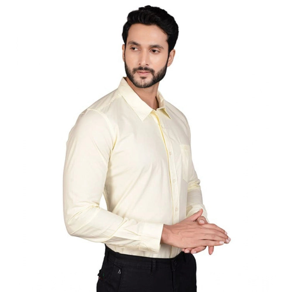 Lemon cotton men's casual full sleeve solid shirt, comfortable for everyday wear