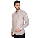 Grey cotton men's casual full sleeve solid shirt, perfect for everyday wear