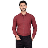 Maroon cotton men's casual solid full sleeve shirt with mandarin collar