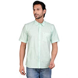 Sea Green Cotton Casual Half-Sleeve Solid Shirt for Men - Natural fabric, versatile style