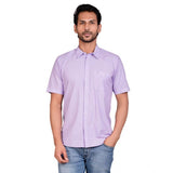 Purple men's cotton half sleeve solid shirt, comfortable casual wear for everyday style