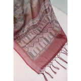 Multicolor linen digital print saree with unstitched blouse (5.5mtr), elegant Asian fashion for women