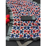 Black cotton linen printed saree with unstitched blouse (5.5mtr) - vibrant, intricate design for traditional Indian wear