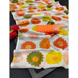Orange cotton linen woven saree with unstitched blouse (5.5mtr)