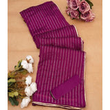 Purple Vichitra silk striped saree with unstitched blouse, elegant women's traditional wear accessory
