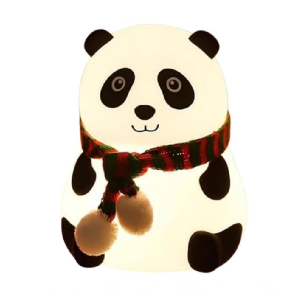 A multicolored plastic lamp shaped like a panda