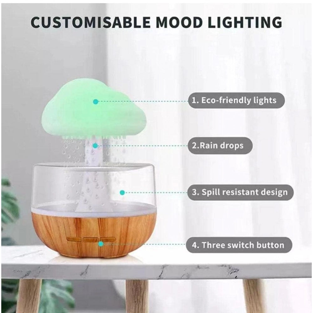 Customisable mood lighting with eco-friendly lights, 3 adjustable brightness settings, rain drops effect