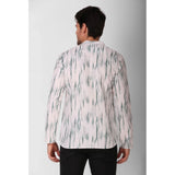 Men's Cotton Rayon Digital Printed Mandarin Collar Short Kurta (Green)