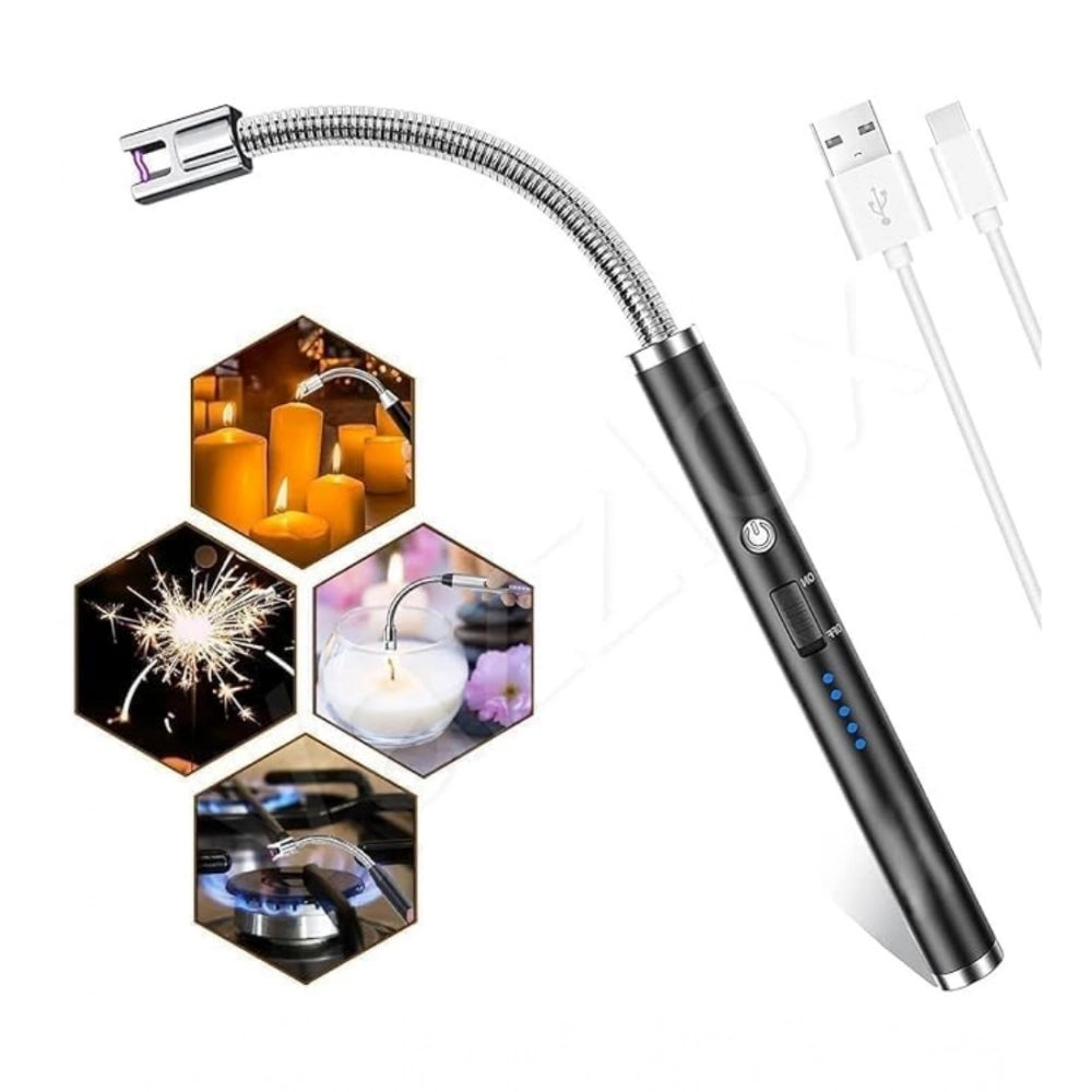 Multicolor steel electric lighter, rechargeable and versatile for candles or gas, may vary slightly in hue compared to shown images