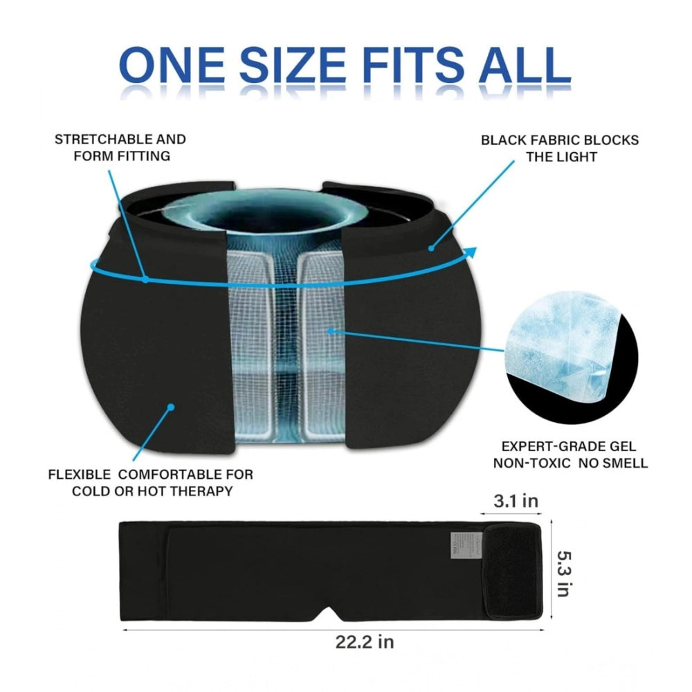 Black fabric gel migraine relief cap for tension and stress relief, ideal for headaches