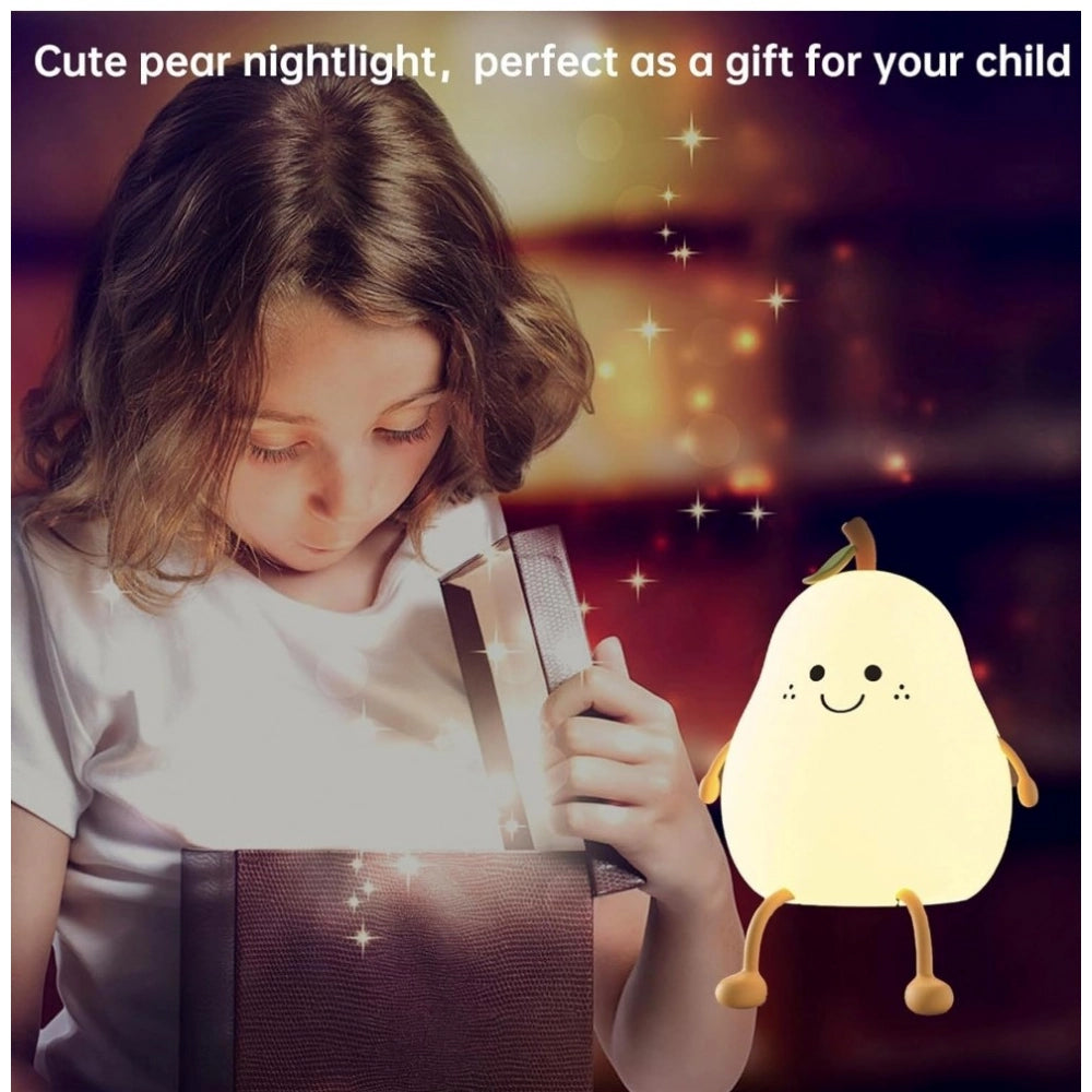 Plastic night light with silicone pear design, multi-colored, perfect as a gift for children