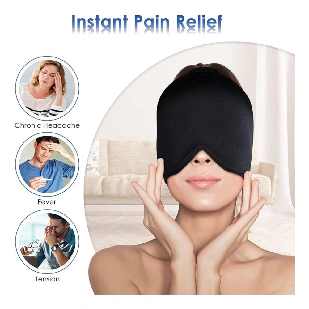 Black fabric gel migraine relief cap for tension and stress headache relief, perfect for ice wrap therapy on migraines