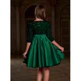 Green rayon solid round neck western dress for girls, short sleeve casual attire