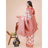 Maroon linen cotton printed saree with unstitched blouse, vibrant pattern on 5.5mtr