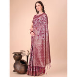 Magenta cotton printed saree with unstitched blouse, vibrant Indian women's wear for traditional events