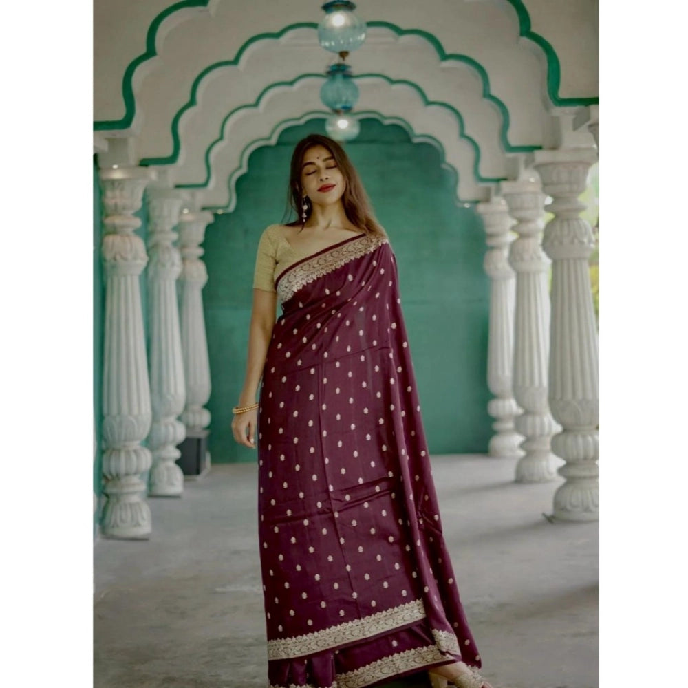 Purple cotton printed saree with unstitched blouse (5.5mtr), featuring vibrant design