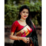 Multi-colored silk printed saree with unstitched blouse (5.5mtr), vibrant design on display