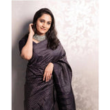 Black silk printed saree with unstitched blouse (5.5mtr), high-quality traditional attire for women