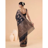 Black silk printed saree with unstitched blouse (5.5mtr)