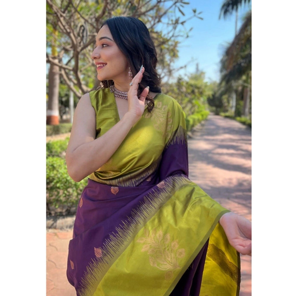 Women's wine silk printed saree with unstitched blouse (5.5Mtr), intricate pattern on luxurious fabric