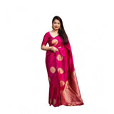 Pink silk printed saree with unstitched blouse, 5.5mtr length for women's traditional wear