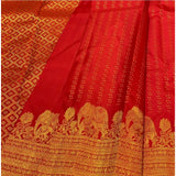 Red silk printed saree with unstitched blouse (5.5mtr), elegant women's traditional wear