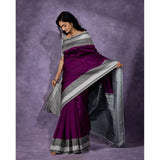 Purple silk printed saree with unstitched blouse (5.5mtr), high-quality traditional women's wear