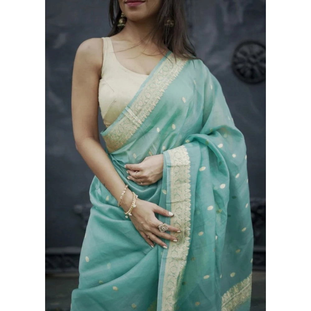 Cotton sky printed saree with unstitched blouse (5.5mtr), vibrant pattern for traditional Indian wear