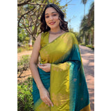 Rama silk printed saree with unstitched blouse (5.5Mtr), vibrant patterns on luxury silk fabric