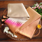 Cream silk printed saree with unstitched blouse (5.5Mtr), high-quality traditional women's attire