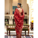 Red silk printed saree with unstitched blouse (5.5mtr), intricate design for traditional Indian wear