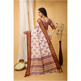 Maroon soft cotton silk printed saree with unstitched blouse, elegant Indian wear for women