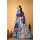 Purple handloom cotton kalamkari saree with unstitched blouse, soft and vibrant for traditional Indian wear
