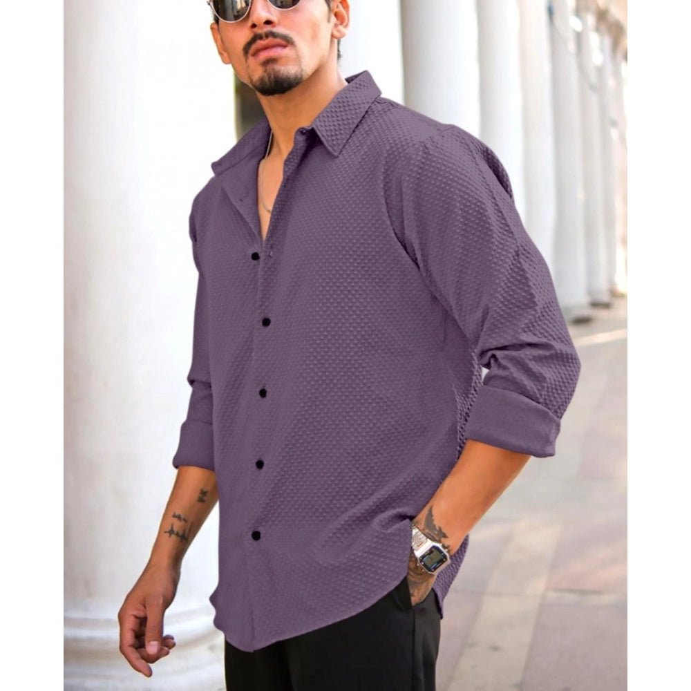 Wine popcorn pattern men's casual full sleeve collar shirt, self-designed for everyday wear