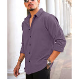 Wine popcorn pattern men's casual full sleeve collar shirt, self-designed for everyday wear