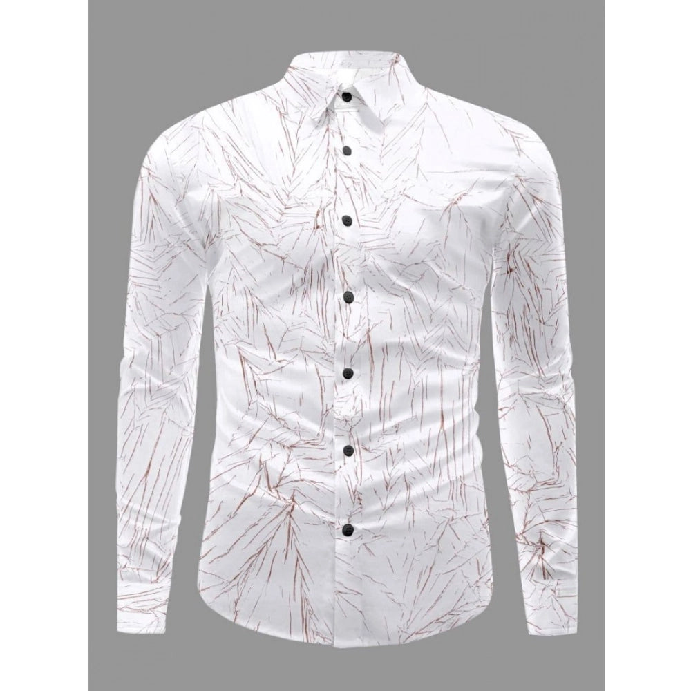 Brown PollyCotton men's casual textured full sleeve collar shirt on hanger