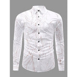 Brown PollyCotton men's casual textured full sleeve collar shirt on hanger