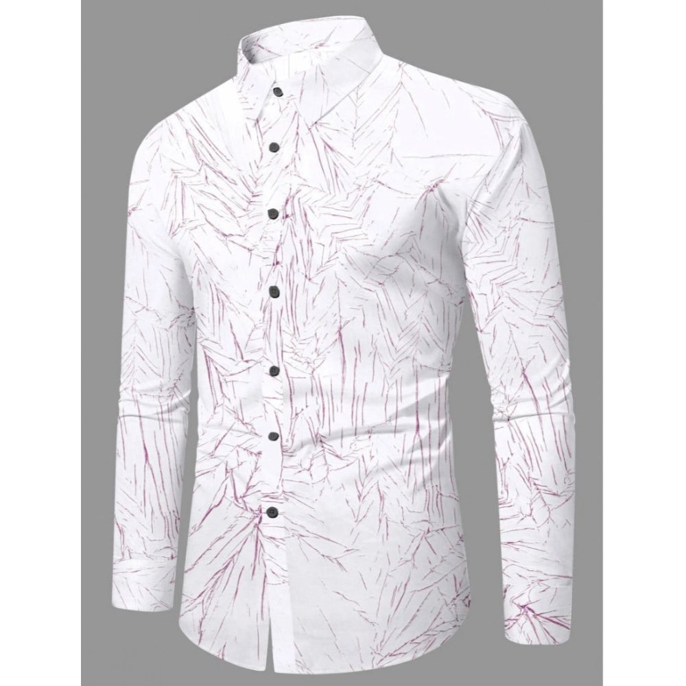 Pink PollyCotton men's casual full sleeve textured collar shirt with contrasting details