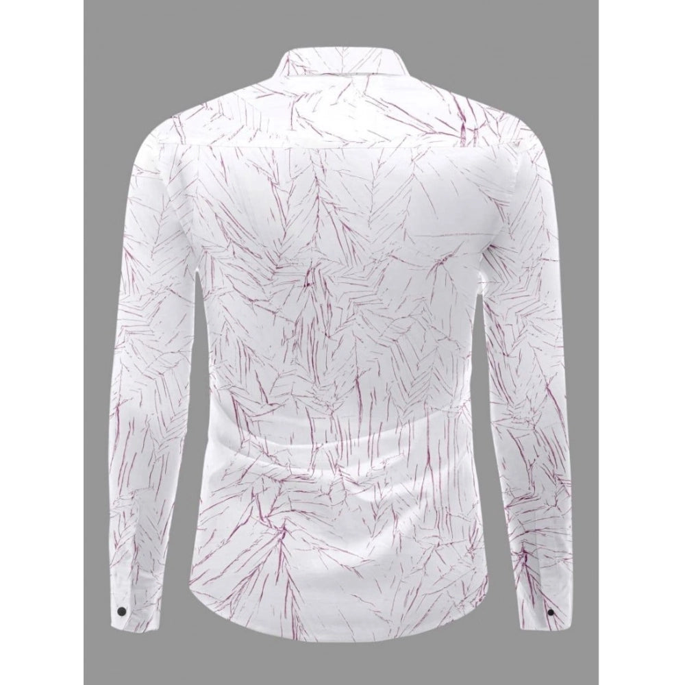 Pink PollyCotton men's casual full sleeve collar shirt with textured pattern
