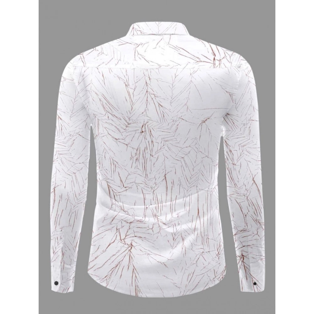 Brown pollycotton men's casual shirt with textured full sleeves and collar, ideal for everyday wear