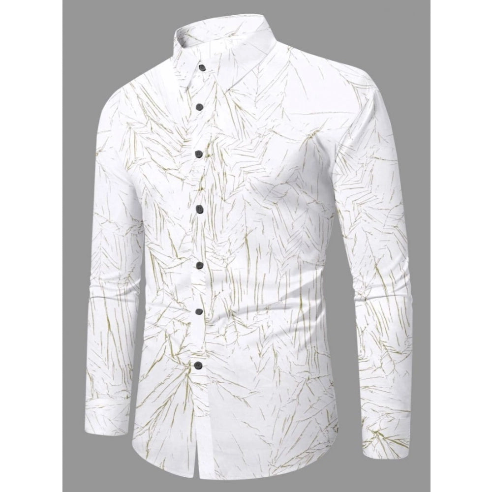 Green PollyCotton men's casual textured full sleeve collar shirt