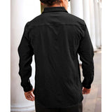 Black popcorn pattern men's casual full sleeve shirt on hanger