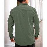 Men's Casual Popcorn Self-design Full Sleeve Collar Shirt (Green)