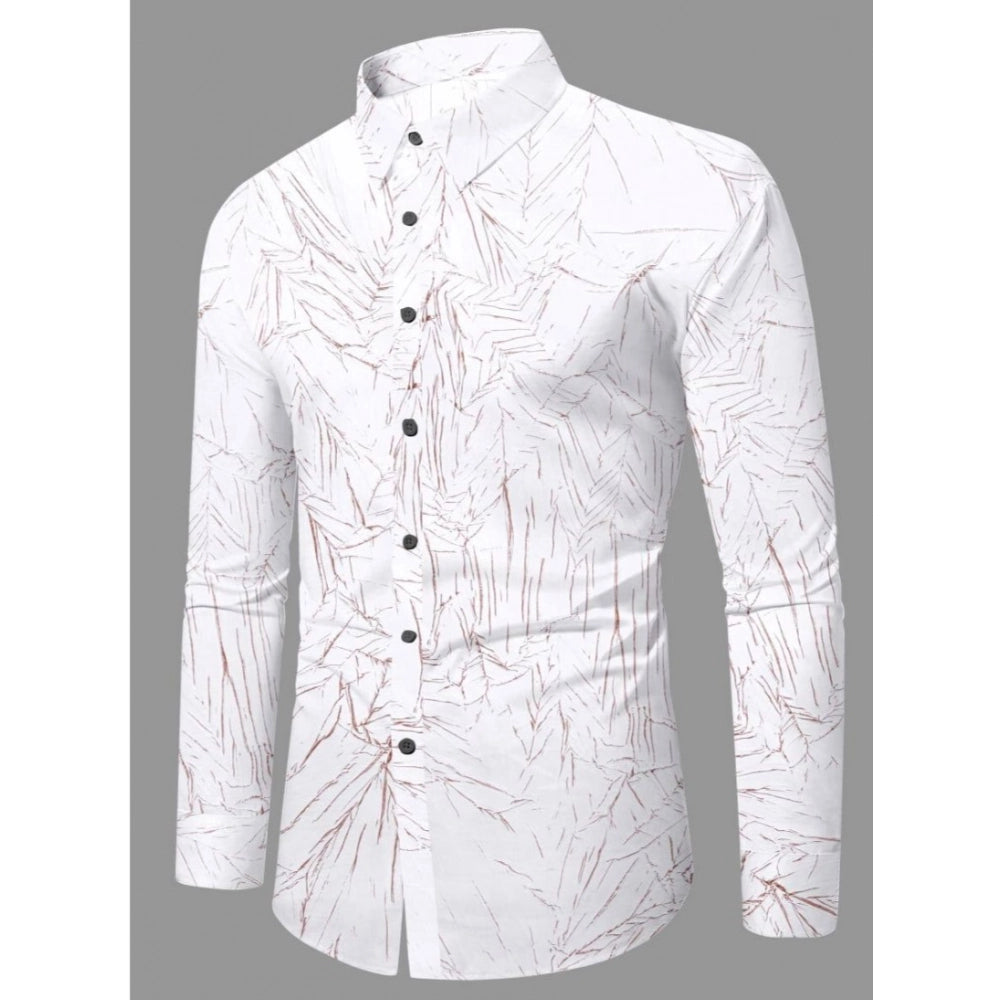 Brown PollyCotton men's casual shirt with textured full sleeves and collar