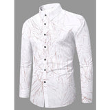 Brown PollyCotton men's casual shirt with textured full sleeves and collar